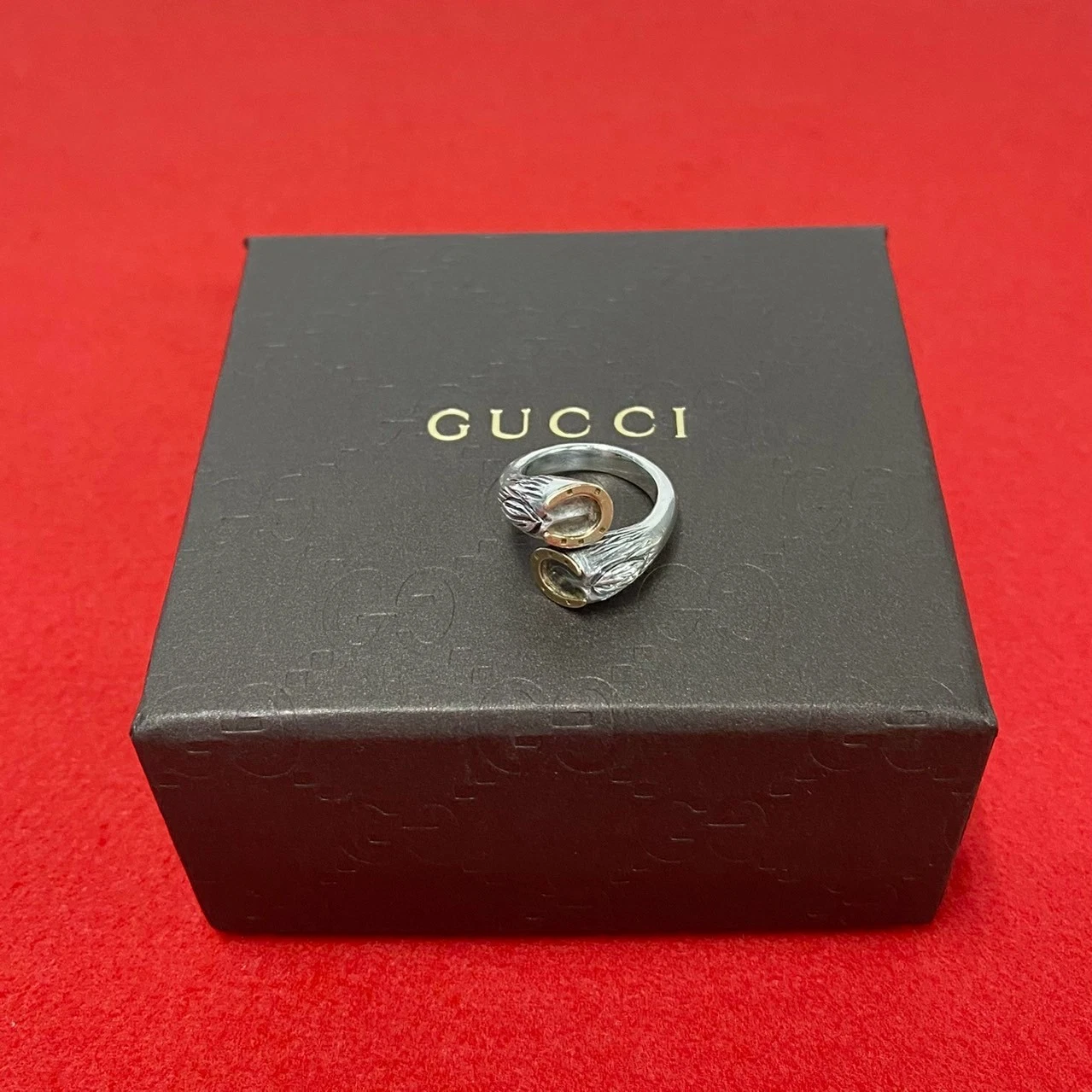 Bague Gucci fer à cheval argent 925 or K18 US3,75 rare bijou vintage