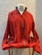 Vintage Starter Red Full Zip Fleece Jacket XL Made in Jordan 90s Y2K Streetwear