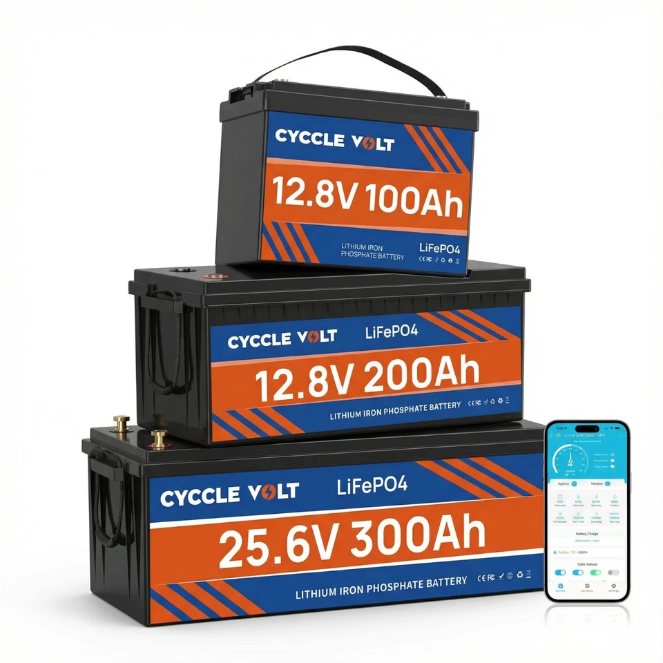 CYCCLEVOLT 100Ah 200AH 300Ah Lithium Batterie 12V LiFePO4 Akku BMS 8000+ Zyklen Wohnmobil