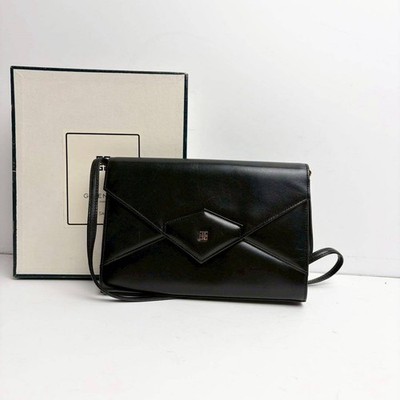 GIVENCHY 4G Logo Leather Flap Shoulder Bag Black 2647 with Box Vintage used