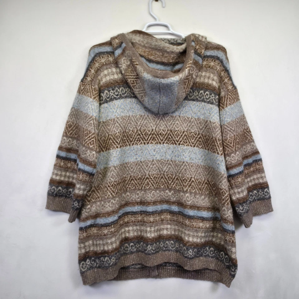 Cárdigan POL Mujer Talla M 2X Marrón Tribal Fair Isle Boho Gran Tamaño Cottagecore Foto 3 de 4
