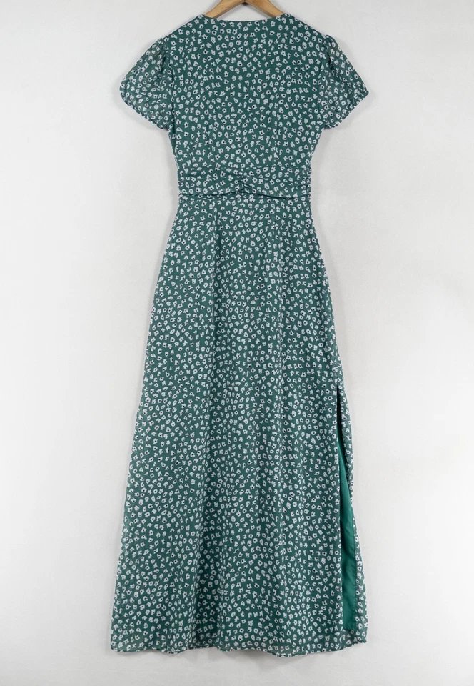 Maxi Vestido Bar III Para Mujer XS Verde Floral Abotonado Suave Niña Romántico Femenino Foto 3 de 4