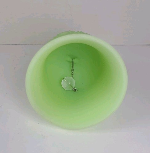 Vintage Fenton Green Satin Glass Bell Daisy & Button Design - Picture 5 of 5