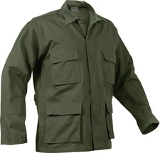 Mens Olive Drab Long Sleeve Military BDU Shirt Coat Uniform Army Fatigues