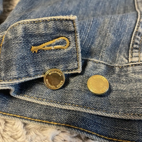 Michael Kors Distressed Denim Jacket With Detachable Real Fur Collar | LG - Picture 9 of 11
