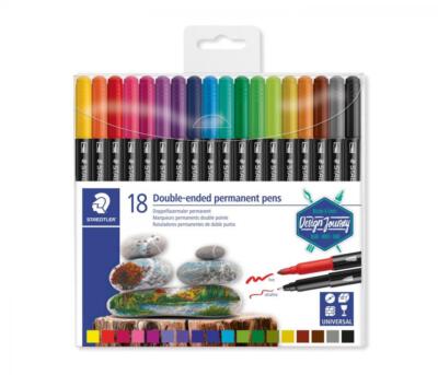 STAEDTLER Doppel-Fasermaler Twin-tip, 18er Kunststoff-Etui