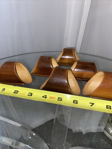 Juego de 6 servilleteros redondos de madera MCM de bambú de colección Itos Japón ¡Raro! - Imagen 22 de 23