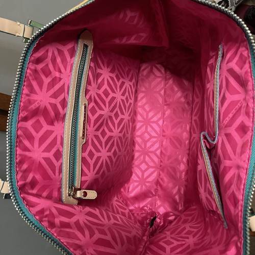 Trina Turk Geo Striped Multi-Color Zip Around Travel Shopper Tote Shoulder Bag - Picture 9 of 14