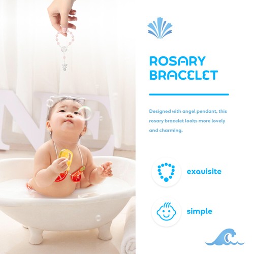 4 Pcs Taufe Geschenke Favors Taufe Giveaways Baby Rosenkranz Armband - Bild 8 von 10