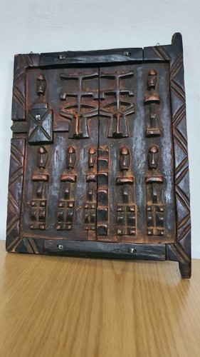 Porta Dogon African Carved Wood Granary Door Moveable Latch 12" x 10" RefSATG - Bild 7 von 9