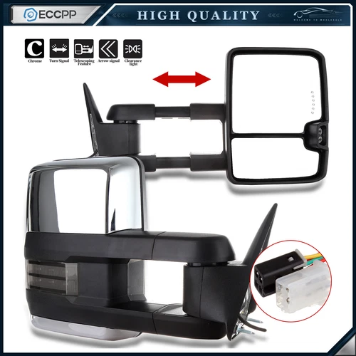 Chrome For 88-98 Chevy GMC C/K 1500 2500 3500 Power Tow Mirrors Turn Signal Lamp