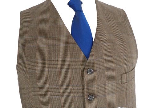 Men's Glen Plaid Vest Daniel Cremieux Brown Wool Tweed Waist Coat Size Medium - Picture 7 of 24
