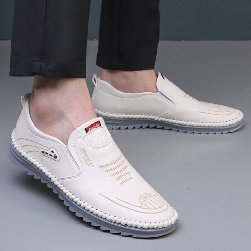 🔆Mens Leather Slip On Loafers Casual Driving Boat Deck Moccasin Shoes UK Size@@ - Picture 5 of 14