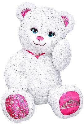 Princess Teddybear ぬいぐるみ Build a Bear Forever Princess Sparkle White Teddy Pink Silver
