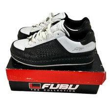Zapatillas Fubu Hombre Talla 8.5 11083-90A Negro/Blanco Charol sin O.G. Caja RARA