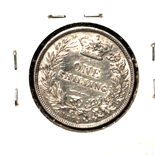 England 1875 die # 1 shilling KM 734.2 Victoria XF/AU - Picture 2 of 2