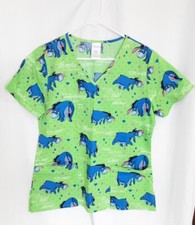 Disney Winnie The Pooh EEYORE Medical Scrub Top Women's Size Small - NEW-lil10