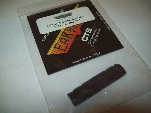 NEW - Earvana Compensated 1-11/16" Nut For Gibson Acoustic, Wound 3rd, BLACK