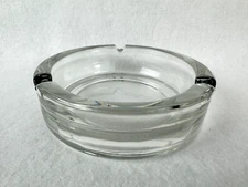 Ashtray Clear Thick Glass Round 5 3/4" Wide Vintage 3 Cigarette Rest