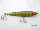 Vintage Bomber Stick in a Perch Color wood topwater bass fishing lure