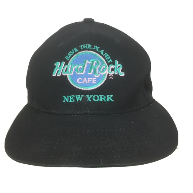 ROCK HARD CAFE HAT CAP SNAP BACK NEW YORK SAVE VTG BLACK