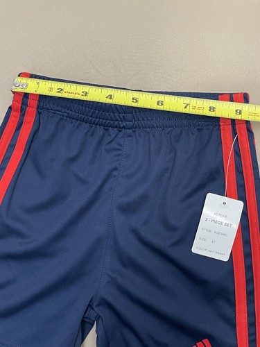 New Boys 4T Adidas 2 piece Outfits Set T-shirt & Short American Flag White Blue - Picture 9 of 9