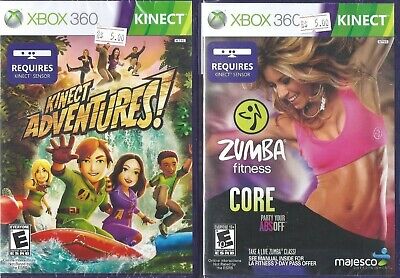 ZUMBA FITNESS CORE Party Your Abs Off + Kinect Adventures XBOX 360 GAMES  NEW 