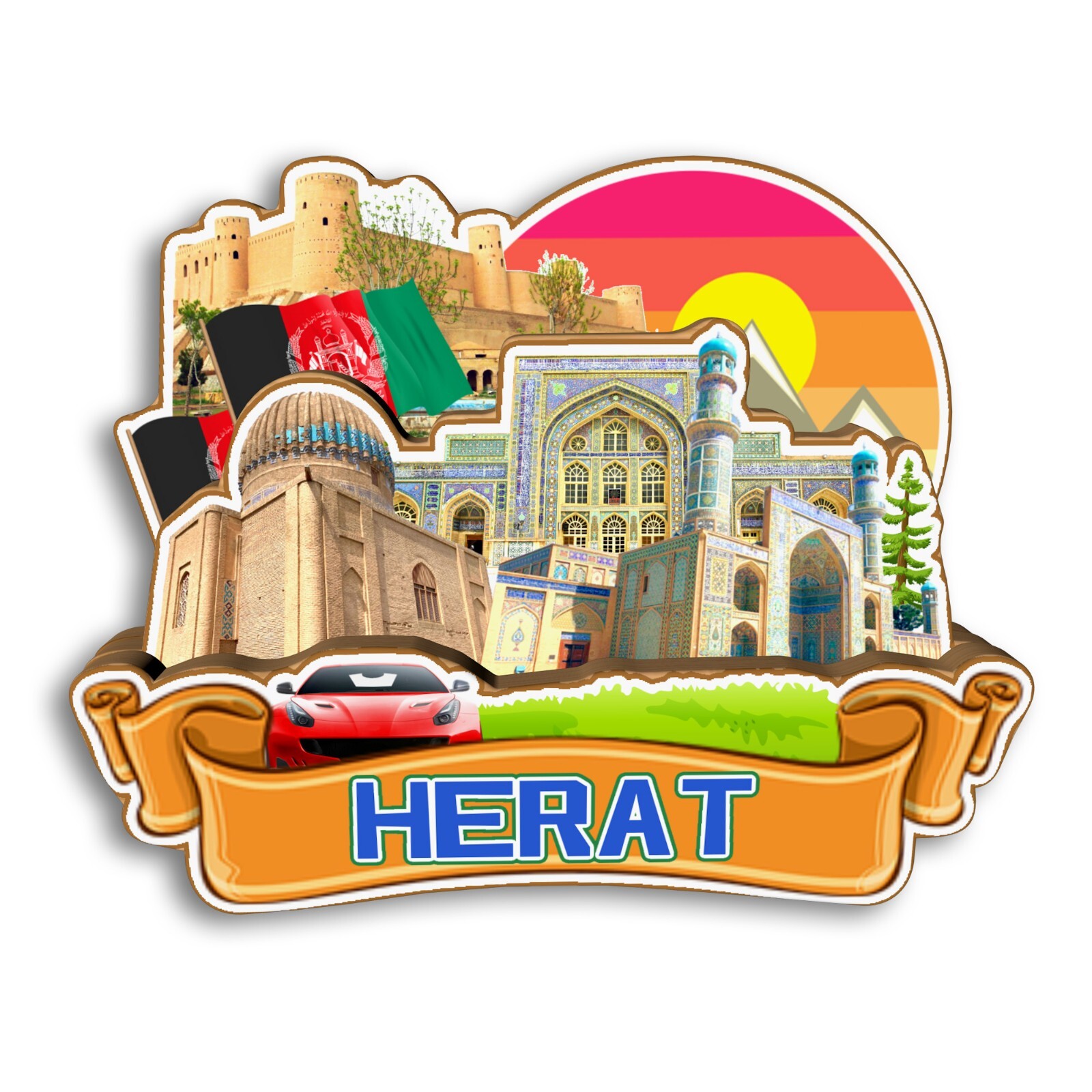 Herat Afghanistan Refrigerator magnet 3D travel souvenirs wood
