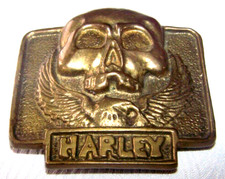 vintage HARLEY DAVIDSON belt buckle SKULL eagle wings WESTERN motorcycle BRASS