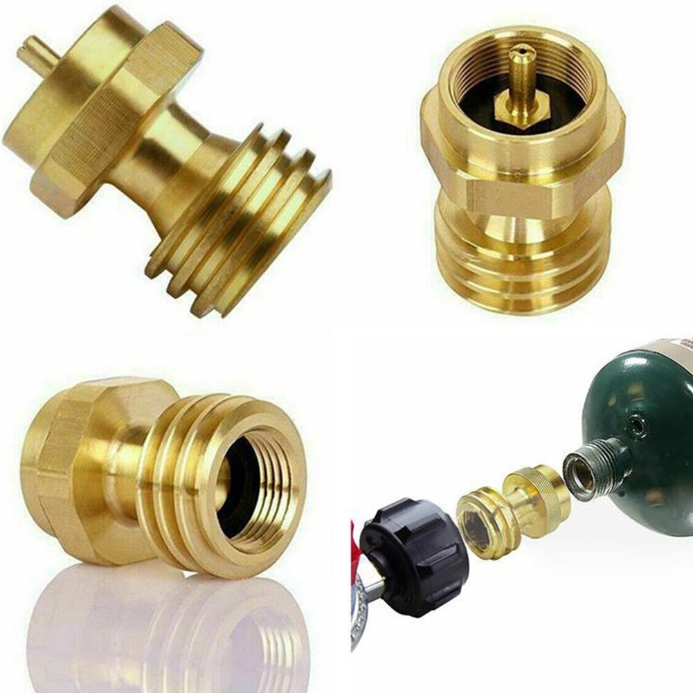 NUPICK Propane Tank Adapter - 1 Lb To 20 Lb Converter, Solid Brass, For BBQ Grills & Camping