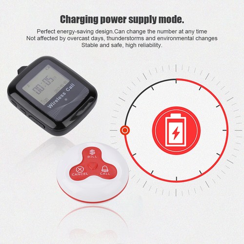 Restaurant Paging System Black Mobile Receiver 10 White Red Silicone Pager BGS - Zdjęcie 2 z 13