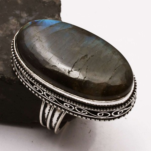 Labradorite Ethnic Handmade Antique Design Ring Jewelry US Size-9 AR 54681