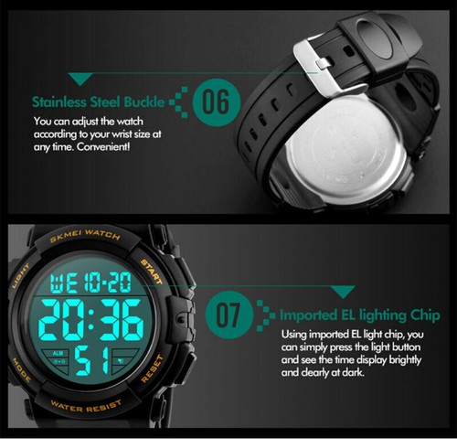 SKMEI Date EL Light Digital Multifunction Men's Watch Military Luxury 1258 Sport - Picture 8 of 18