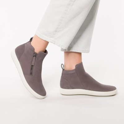 NEW Ecco Soft 7 Mid Top Suede Gravity Nubuck Gray Sz 6-6.5 EU 37 $145