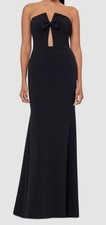 Betsy  Adam Women's Black Lined Sweetheart-Neck Strapless Gown Dress Size 4
