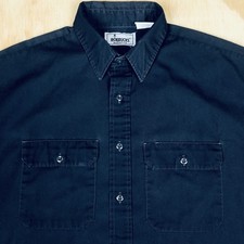 VTG Roebucks Shirt XL Navy Blue Perma Prest Workwear SS 80s Made in USA EUC