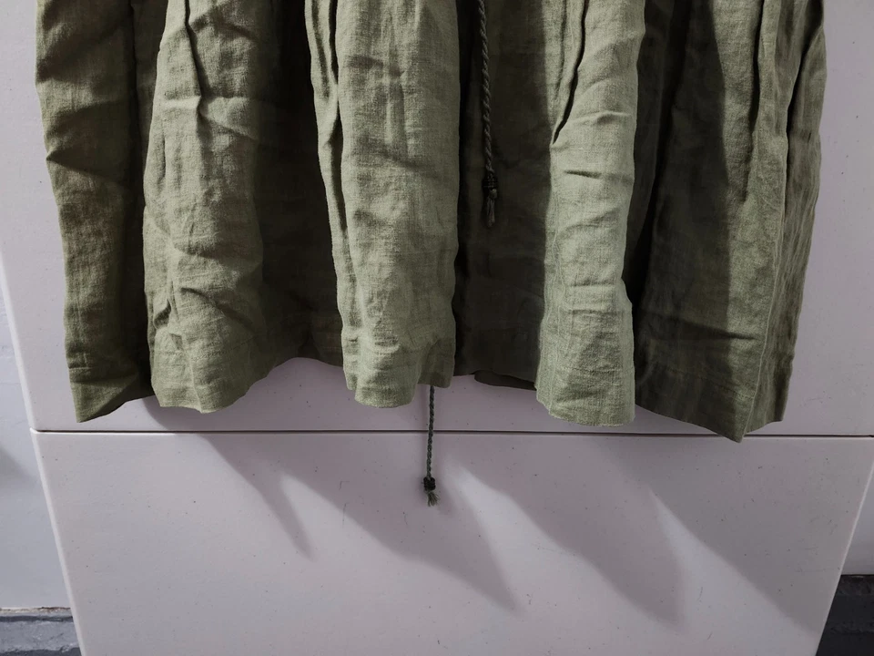 GAP Skirt Womens M Green Mini Flare Pullon Drawstring 100% Linen VTG Y2K Pockets - Image 2 of 4