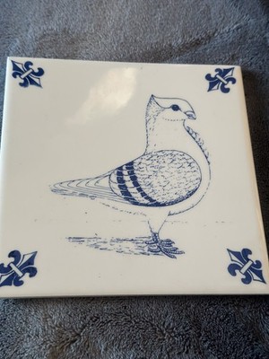 Sehr seltene ausgefallene Taubenblau Kunst Delfter Keramikfliesen 6 Zoll x 6 Zoll X9