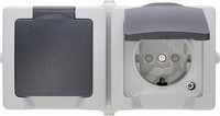 Kopp Nautic 2-Fach Schutzkontakt-Steckdose Mit Klappdeckel - 16A, 250V/AC, IP44