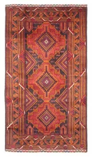 Vintage Geometric Area Rug 3'4" x 6'0" Traditional Hand-Knotted Wool Carpet