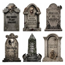 17" Halloween Tombstones Outdoor Decorations, 6 Pack Graveyard Yard Signs