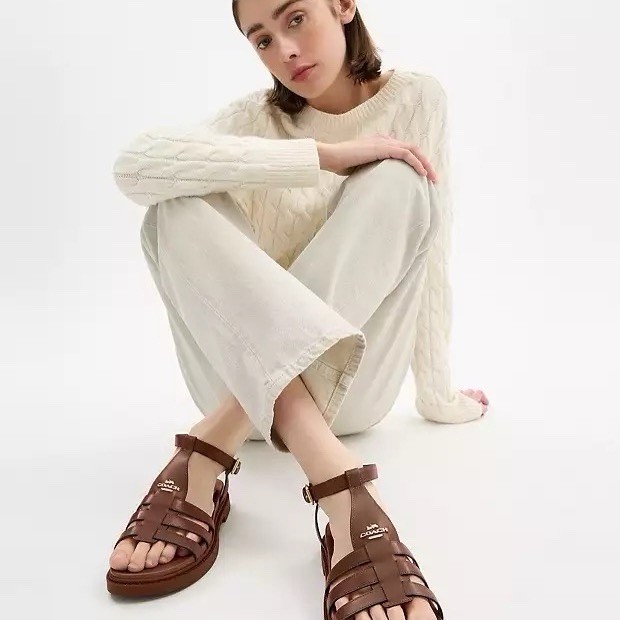 coach サンダル NWT Coach Franny Sandal Cr866 Dark Saddle | eBay
