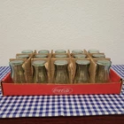 VTG 2001 Indiana Glass Coca-Cola Green Tint Shot Glasses 2.5 Oz Set Of 15 Boxed