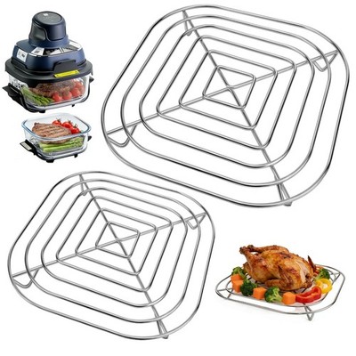 2 Stück Crisper Edelstahl Gestelle für Ninja Crispi Luft Friteuse, Silber 
