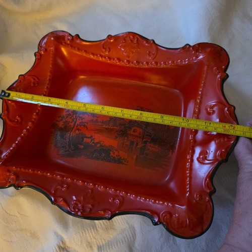 RARO piatto smerlato anni 1830 William Adams rosso chinoiserie transferware 31x26 cm - Foto 13 di 22