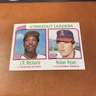 1980 TOPPS Strikeout Leaders Nolan Ryan JR Richard #206 Vintage Baseball Card