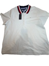 Tommy Hilfiger Polo Shirt White Short Sleeve Striped Collar Men  s Size XL NWT