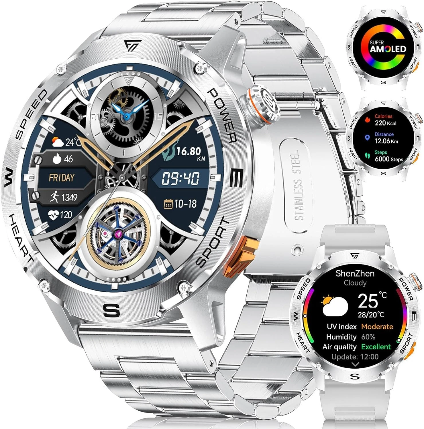 Smart Watch Men Men with Phone Function Wristwatch for iOS Android Outdoor