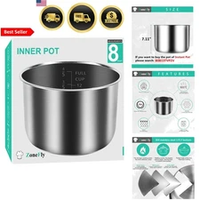 Stainless Steel Inner Pot for 8 Qt Power Pressure Cooker XL Replacement Cookware