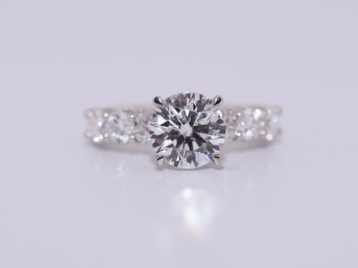 2.75 CT Round Cut Hidden Halo Moissanite Engagement Ring 14K White Gold Plated